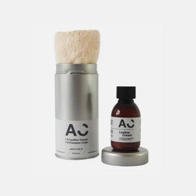 Luxury leather care kit with premium cloth and leather cream for eco-friendly garment maintenance
