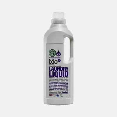 Bio D lavender laundry liquid bottle, eco-friendly concentrated detergent for sustainable cleaning