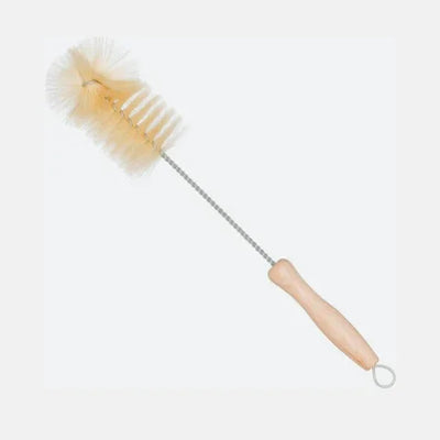 Wood-handled bottle brush with soft bristles for gentle cleaning