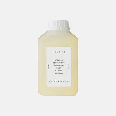 Organic sportswear detergent with clover perfume in minimalist bottle, eco-friendly laundry care