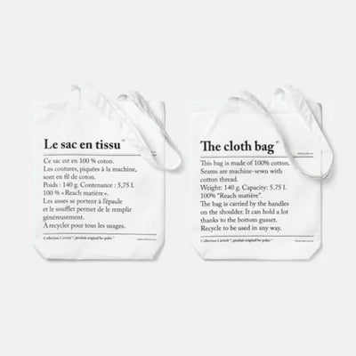 Eco-friendly 100% cotton tote bags with bilingual care instructions for sustainable garment storage