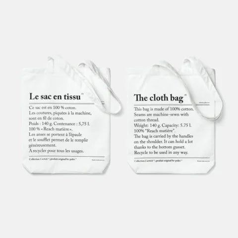 Eco-friendly 100% cotton tote bags with bilingual care instructions for sustainable garment storage
